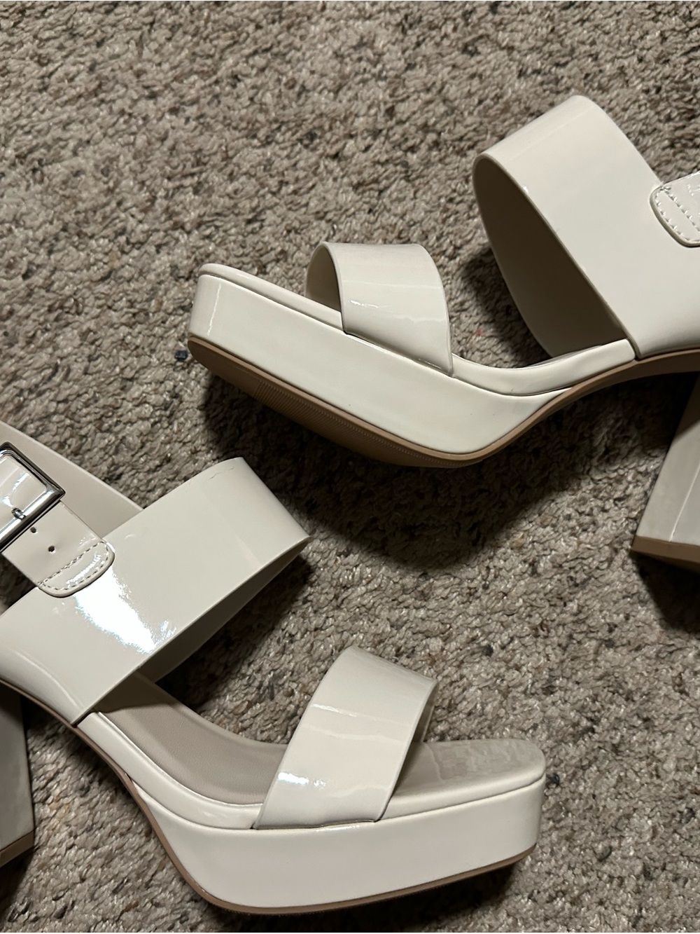 Soda Cream Patent Platform Block Heel Sandals